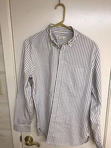 J Crew White with Stripes Long Sleeve Shirt Boys Size Medium - Picture 1 of 11