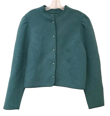 Cárdigan Suéter Giesswein Tirol De Colección Para Mujer 10 Botones Lana Virgen Verde Austria  Foto 1 de 4