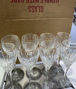 Lot of 8 LENOX Classic gold rimmed crystal Goblets - Picture 1 of 12