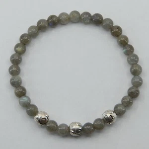 Pulsera elástica natural y genuina con cuentas de plata esterlina #6 - Imagen 1 de 6