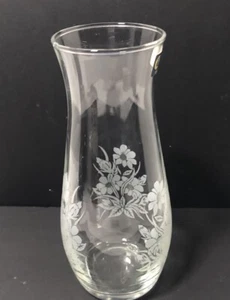 Vaso turco metà secolo in vetro inciso motivo floreale alto 7" - Foto 1 di 6