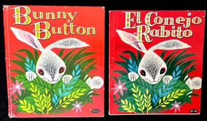 BUNNY BUTTON ~ vintage English HC & Spanish SC Whitman Tell-A-Tale Books, Myers - Picture 1 of 6