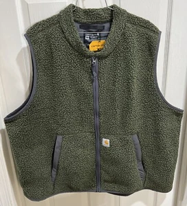 Nuevo con etiquetas Para hombres Carhartt Calce Relajado Cremallera Completa Chaleco de Polar Verde Oliva 2XL Regular - Imagen 1 de 6