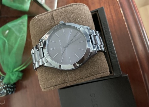 Michael Kors Slim Runway MK4416 Custodia e cinturino in acciaio inox rivestiti di blu 42 mm