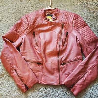 Chaqueta Guess Rosa/Rosa Oscuro Cremallera Asimétrica Talla M Foto 1 de 4