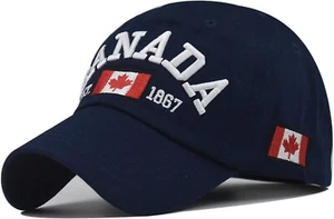 CANADA Navy Blue Baseball Cap, ADJUSTABLE Buckle Hat, Men, Women,Canadian,COTTON - Picture 1 of 3