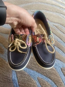Sperry Top-Sider Damen-Bootsschuhe Größe 6,5 Leder blau & Blumenbesatz - Bild 1 von 8