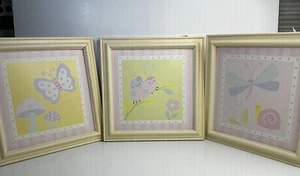 KidsLine Gossamer Wings pastel butterfly, snail, ladybug 3 wall pictures 12x12 - Picture 1 of 14