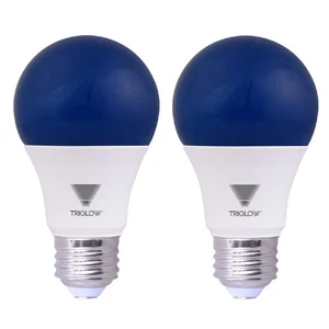 Blue LED A19 Light Bulb, 9 Watt (60 Watt Equivalent) Blue Light Bulbs 2-Pack - Picture 1 of 4