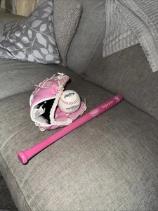New York Yankees Baseball Set Pink, Baseball, Handschuh und Minischläger - Bild 1 von 5