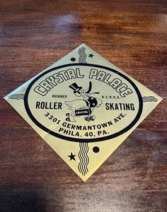 Vintage Crystal Palace Roller Skating Rink Sticker Philadelphia Label - Picture 1 of 2
