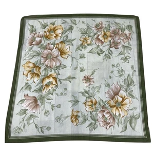 ST MICHAEL Vintage 1950s 1960s Floral Silky Scarf 50s/60s Square Headscarf Green - Picture 1 of 6