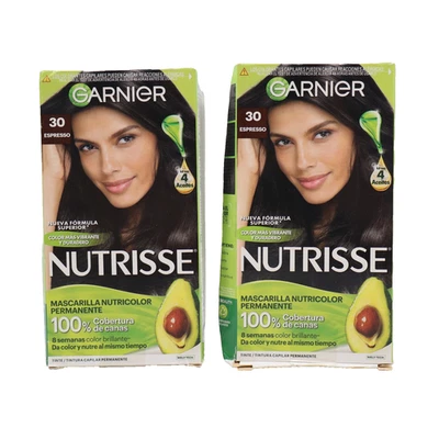 PACK 2 Garnier Nutrisse Crema Nutritiva Color Permanente, 30 Espresso Foto 1 de 4