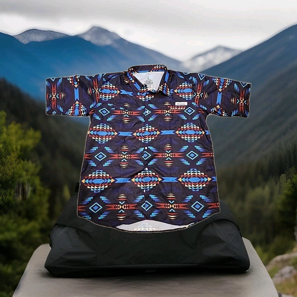 Camisa manga corta con botones para hombre 3XL con logotipo de callejón de cactus estampado suroeste Foto 1 de 4