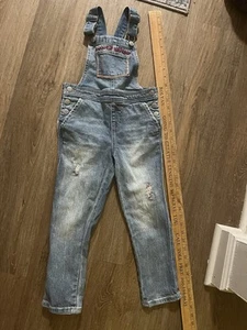 Cat And Jack Size 4/5 XS Denim Overalls With Embroidery - Picture 1 of 9
