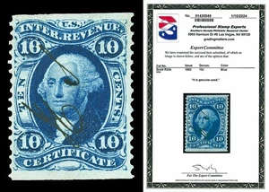Scott R33b 1862 10c Part Perf Certificate Revenue Used F-VF Cat $850 w/ PSE CERT - Picture 1 of 1
