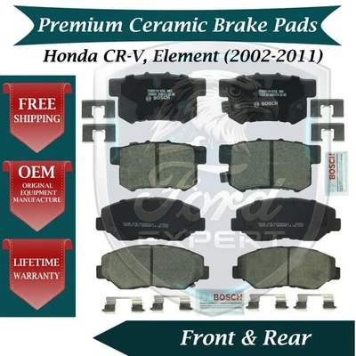 Bosch OEM Front & Rear Ceramic Brake Pads Kit For 2002-2011 Honda CR-V & Element - Image 1 of 4
