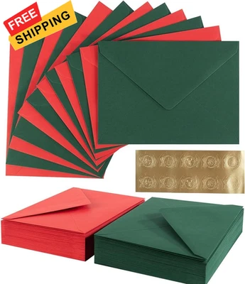 100 Peças Envelopes de Natal A6 Coloridos 4x6 Tamanho Único, Verde, Vermelho  - Imagem 1 de 4