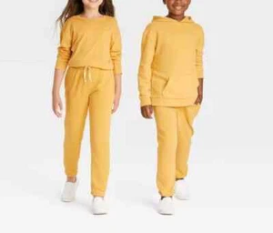 Cat & Jack Kid's Elastic & Drawstring Jogger Pants Size L Yellow Youth Resale - Picture 1 of 3