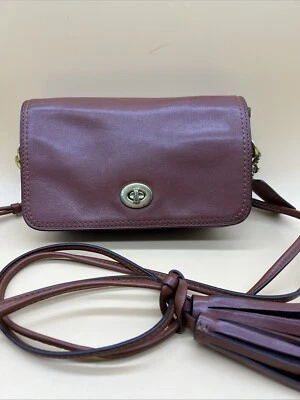 Bolso Bandolera Coach Penny Legacy Cuero Marrón Borla De Colección 19914 Foto 1 de 4