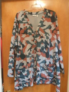 LOGO Lounge Lori Goldstein Cardigan Jacket Camo Print Snap Front 3X French Terry - Picture 1 of 12