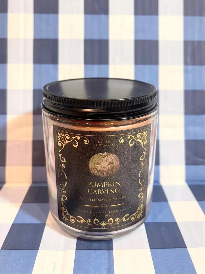 PUMPKIN CARVING Halloween Single Wick Candle 7oz Bath and Body Works - Image 1 of 1