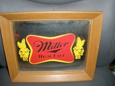 Framed Vintage Miller High Life Mirror 12" x 10" - Image 1 of 2
