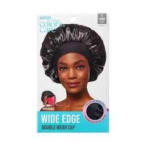Silky Satin Wide Edge Double Wear Cap XL, Black, Double Sided Reversible Design, - Picture 1 of 6