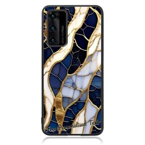 Personalised Text Back Case For Huawei Phone Series - Marble Mosaic Abstract - Picture 1 of 1
