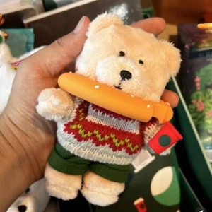 Starbucks 2024 China Christmas Donut Sweater Mini Bear Keychain - Picture 1 of 1