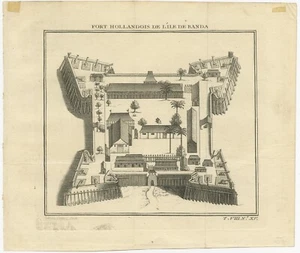 Estampado antiguo del fuerte holandés en banda - Imagen 1 de 1