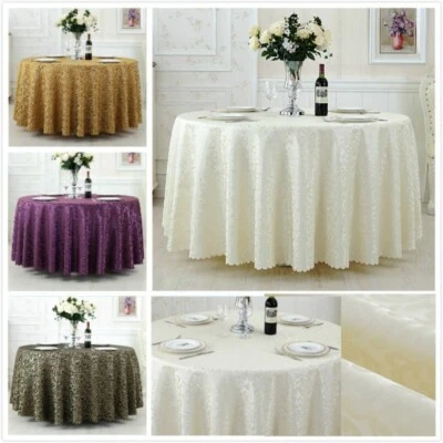 Round Table Cloths Jacquard Polyester Tablecloths Home Dining Hotel Table Cover - Image 1 of 4
