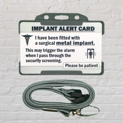 Surgical Metal Implant Hidden Disability Awareness Card & Lanyard FREE UK 🚚