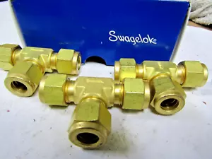 ✌️3) NEW SWAGELOK B-600-3 BRASS UNION TEE 3/8" TUBE X 3/8" X 3/8" LOT OF 3 - Picture 1 of 2