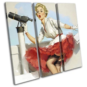 Vintage Girl Poster Sexy Retro Pin-ups TREBLE CANVAS WALL ART Picture Print - Picture 1 of 1
