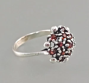 9923607-d Ring 925er Silber Granat Gr.58 vintage - Picture 1 of 3