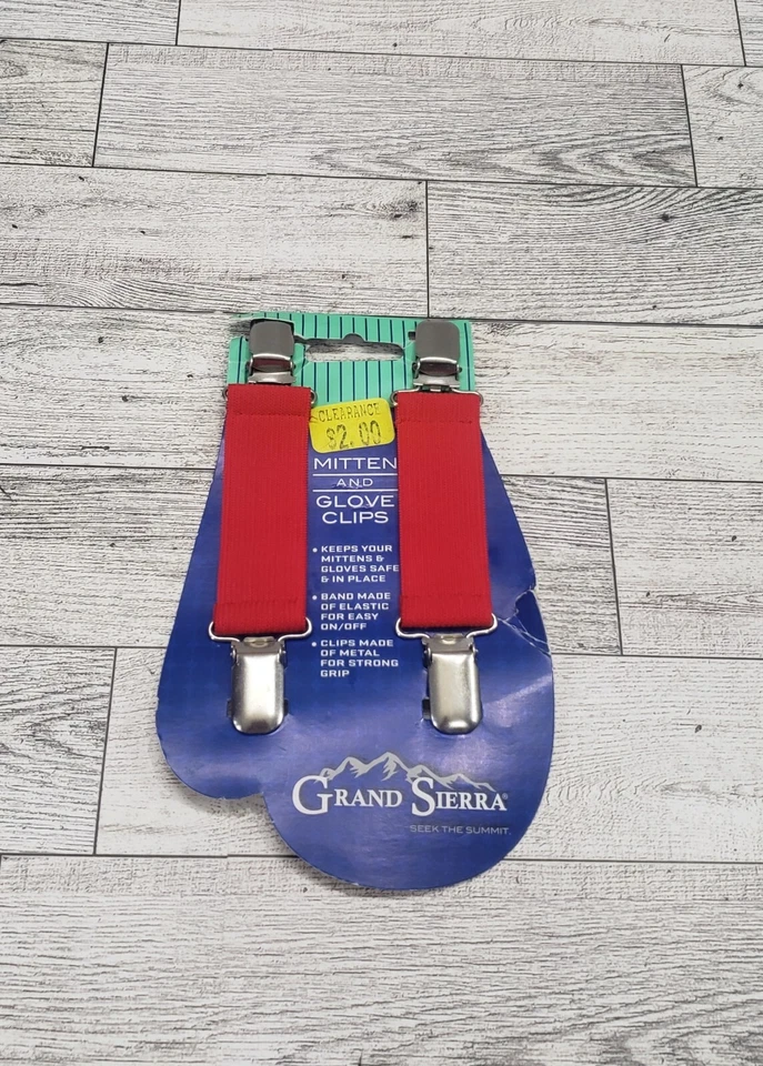 Зажимы для рукавиц и перчаток Grand Sierra красные эластичные металлические один размер подходит большинству - Изображение 1 из 2