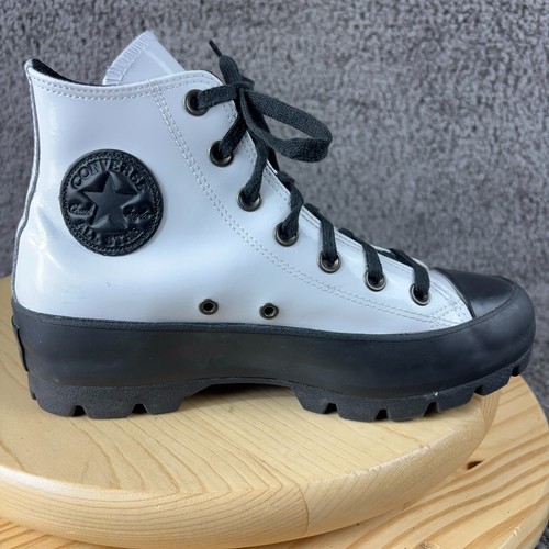 Converse All Star sneaker donna vernice taglia 7 bianco nero plateau grosso