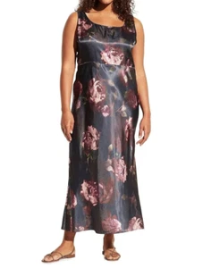 NUEVO CON ETIQUETAS VINCE Vestido de Noche Jardín Floral Cuello Cuadrado Satinado Talla 18 W - Imagen 1 de 18
