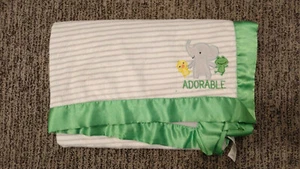 Carter's Just One You Green Adorable Gray Elephant Frog Chicken Baby Blanket  - Picture 1 of 3