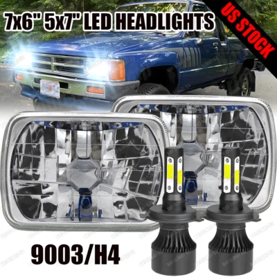Par de faros LED de carrocería dura de 5x7" 7x6 pulgadas para camioneta Toyota 1982-1995 Foto 1 de 4