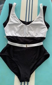 Chanel Black/White One Piece Swimsuit Bathing Suit Sz 44 Vintage Made In France - Picture 1 of 13
