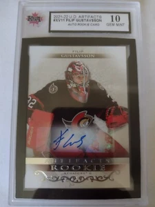 2021-22 UD Artifacts Silver Filip Gustavsson RC Rookie Auto Autograph Graded 10 - Picture 1 of 1