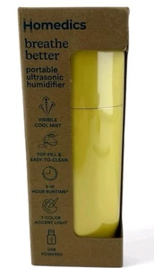 NIB HoMedics Breathe Better Portable Ultrasonic Humidifier In Canary Yellow - Picture 1 of 5