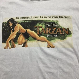 Vintage Walt Disney Tarzan 1999 Promo T-Shirt Men’s XL White Hanes Beefy-T USA - Picture 1 of 10