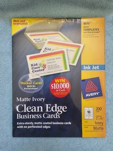 Avery True Print Clean Edge Business Cards Inkjet 2 x 3 1/2 Ivory 200/Pack 8876 - Picture 1 of 2