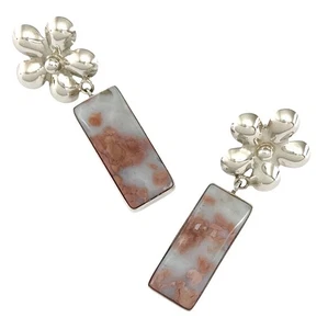 JAY KING ~ MINE FINDS Sterling Silber Blume rosa Zuckerwatte Achat Ohrstecker - Bild 1 von 5