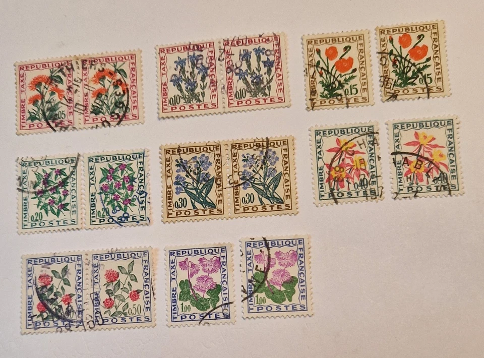 Série de 8X2 timbres Taxe de France.  N°95 à  102 Y&T, Oblitérés  - Photo 1/2
