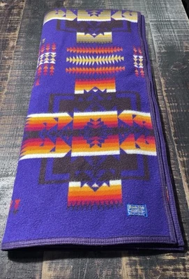 Pendleton Beaver State Vintage Chief Joseph Wool Blanket Southwest Purple 72X60 - Image 1 of 4
