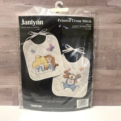 Janlynn Sleepy Bunnies Baberos Estampado Punto de Cruz Kit #54-47 Nuevo De Colección Foto 1 de 4